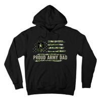 Vintage Proud Army Dad Camo American Flag Veteran Gift Tall Hoodie