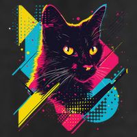 Vibrant Pop Art Cat With Geometric Patterns Cool Comfort Performance Bucket Hat