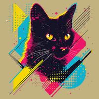 Vibrant Pop Art Cat With Geometric Patterns Mousepad
