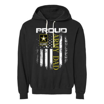 Vintage Proud Army Dad With American Flag Gift Garment-Dyed Fleece Hoodie