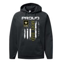 Vintage Proud Army Dad With American Flag Gift Performance Fleece Hoodie