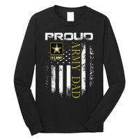 Vintage Proud Army Dad With American Flag Gift Long Sleeve Shirt