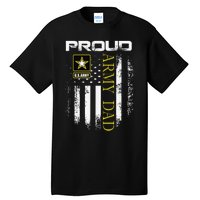 Vintage Proud Army Dad With American Flag Gift Tall T-Shirt