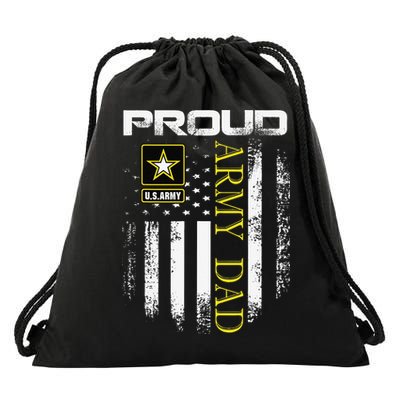 Vintage Proud Army Dad With American Flag Gift Drawstring Bag