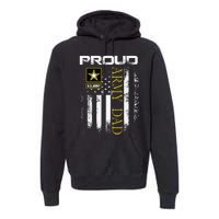 Vintage Proud Army Dad With American Flag Gift Premium Hoodie