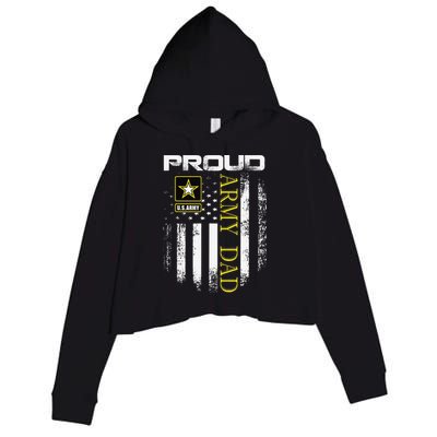 Vintage Proud Army Dad With American Flag Gift Crop Fleece Hoodie