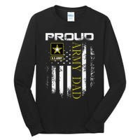 Vintage Proud Army Dad With American Flag Gift Tall Long Sleeve T-Shirt