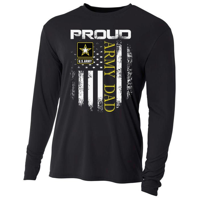 Vintage Proud Army Dad With American Flag Gift Cooling Performance Long Sleeve Crew