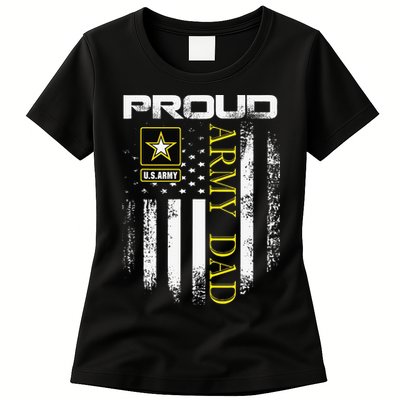 Vintage Proud Army Dad With American Flag Gift Womens T-Shirt