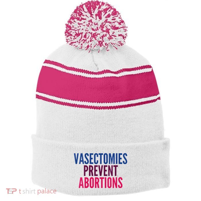 Vasectomies Prevent Abortions Protest Stripe Pom Pom Beanie