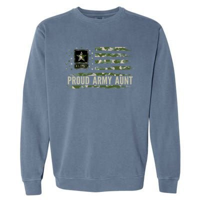 Vintage Proud Army Aunt Camo American Flag Veteran Gift Meaningful Gift Garment-Dyed Sweatshirt