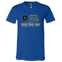 Vintage Proud Army Aunt Camo American Flag Veteran Gift Meaningful Gift V-Neck T-Shirt