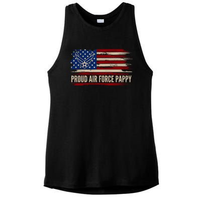 Vintage Proud Air Force Pappy American Flag Veteran Gift Funny Gift Ladies PosiCharge Tri-Blend Wicking Tank