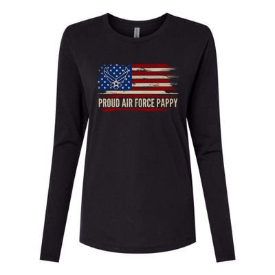 Vintage Proud Air Force Pappy American Flag Veteran Gift Funny Gift Womens Cotton Relaxed Long Sleeve T-Shirt