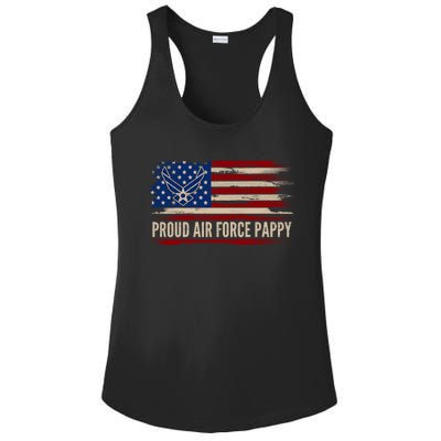 Vintage Proud Air Force Pappy American Flag Veteran Gift Funny Gift Ladies PosiCharge Competitor Racerback Tank