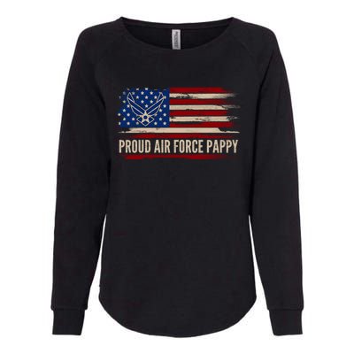 Vintage Proud Air Force Pappy American Flag Veteran Gift Funny Gift Womens California Wash Sweatshirt