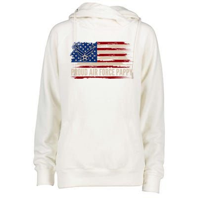 Vintage Proud Air Force Pappy American Flag Veteran Gift Funny Gift Womens Funnel Neck Pullover Hood