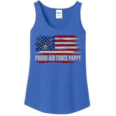 Vintage Proud Air Force Pappy American Flag Veteran Gift Funny Gift Ladies Essential Tank