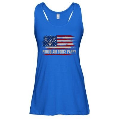 Vintage Proud Air Force Pappy American Flag Veteran Gift Funny Gift Ladies Essential Flowy Tank