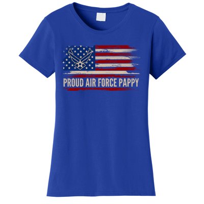 Vintage Proud Air Force Pappy American Flag Veteran Gift Funny Gift Women's T-Shirt