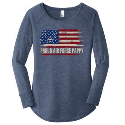 Vintage Proud Air Force Pappy American Flag Veteran Gift Funny Gift Women's Perfect Tri Tunic Long Sleeve Shirt