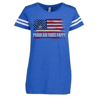 Vintage Proud Air Force Pappy American Flag Veteran Gift Funny Gift Enza Ladies Jersey Football T-Shirt