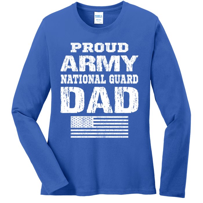 Vintage Proud Army National Guard Dad U S Military Gift Ladies Long Sleeve Shirt