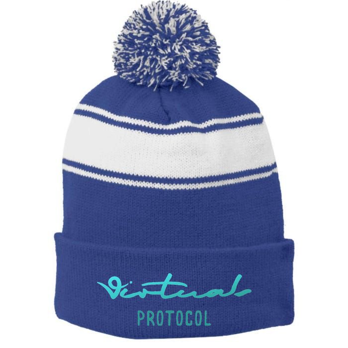 Virtuals Protocol Aixcb Ata Griffain Stripe Pom Pom Beanie