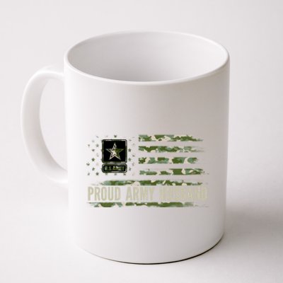 Vintage Proud Army Husband Camo American Flag Veteran Gift Cute Gift Coffee Mug