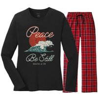 Vintage Peace Be Still Mark 439 Life Waves Christian Women's Long Sleeve Flannel Pajama Set 