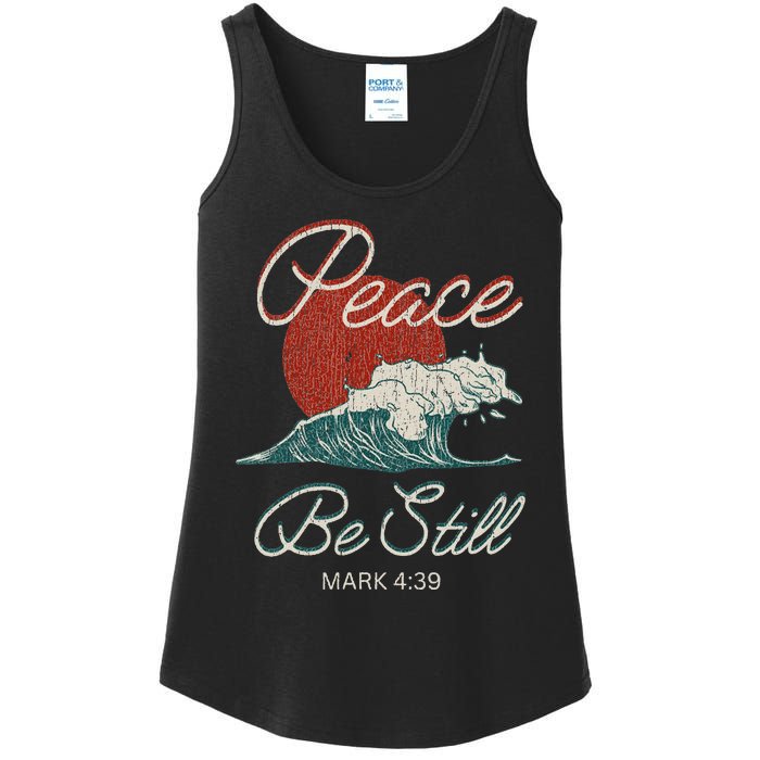 Vintage Peace Be Still Mark 439 Life Waves Christian Ladies Essential Tank