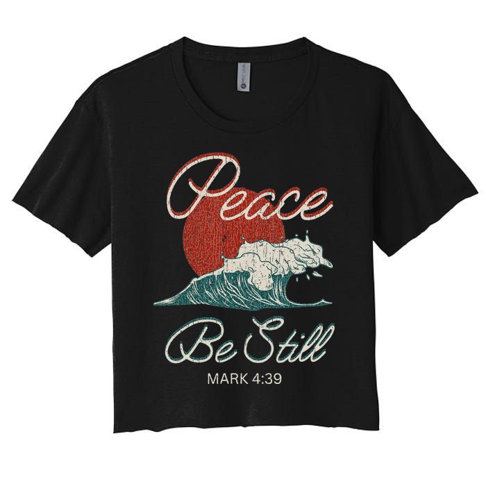 Vintage Peace Be Still Mark 439 Life Waves Christian Women's Crop Top Tee