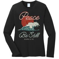 Vintage Peace Be Still Mark 439 Life Waves Christian Ladies Long Sleeve Shirt