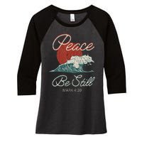 Vintage Peace Be Still Mark 439 Life Waves Christian Women's Tri-Blend 3/4-Sleeve Raglan Shirt