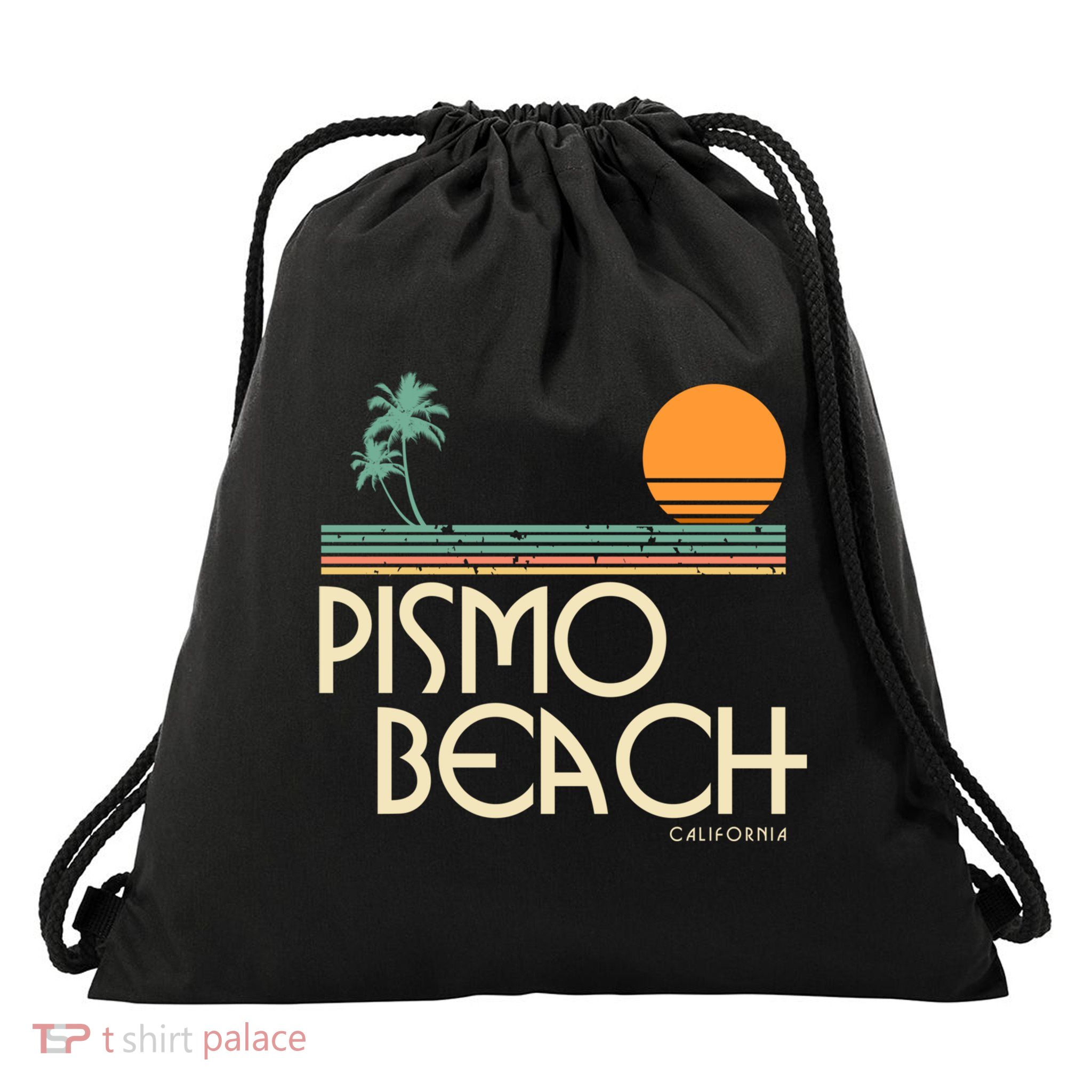 Vintage Pismo Beach California Gift Drawstring Bag