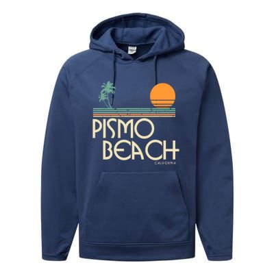 Vintage Pismo Beach California Gift Performance Fleece Hoodie