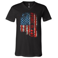 Vintage Pure Blood Movement Pureblood Freedom USA Flag V-Neck T-Shirt