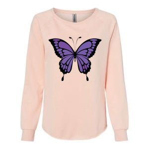 Vibrant Purple Butterfly Womens California Wash Sweatshirt