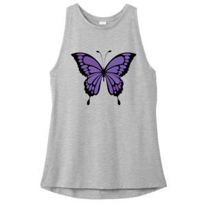 Vibrant Purple Butterfly Ladies PosiCharge Tri-Blend Wicking Tank