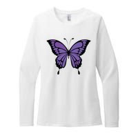 Vibrant Purple Butterfly Womens CVC Long Sleeve Shirt