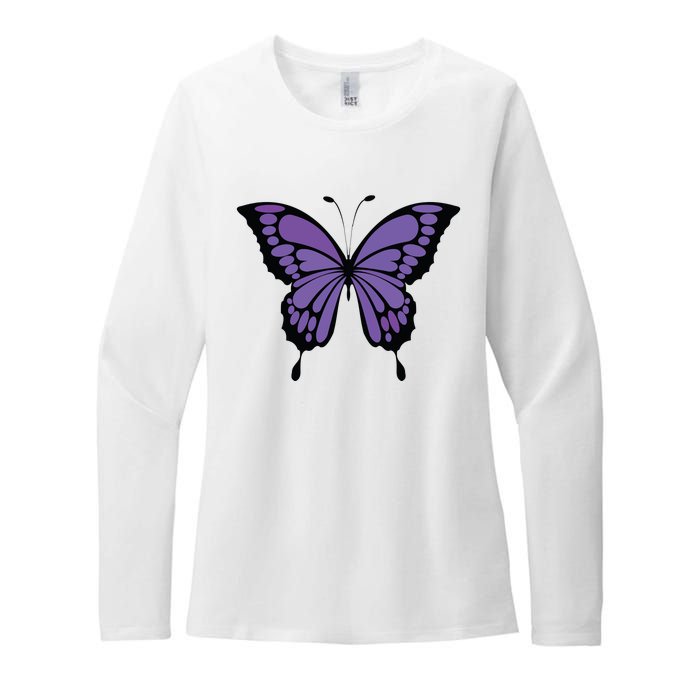 Vibrant Purple Butterfly Womens CVC Long Sleeve Shirt