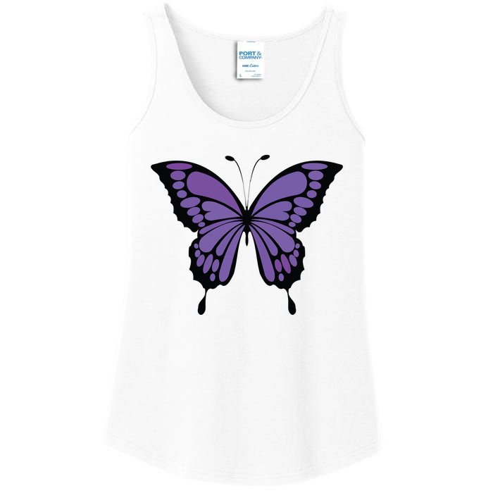 Vibrant Purple Butterfly Ladies Essential Tank