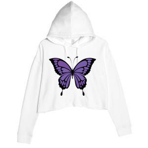 Vibrant Purple Butterfly Crop Fleece Hoodie