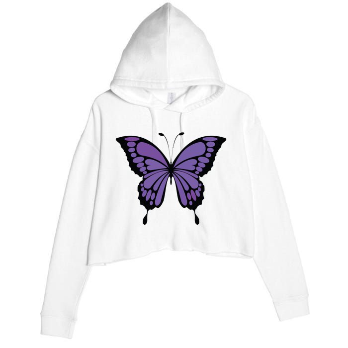 Vibrant Purple Butterfly Crop Fleece Hoodie