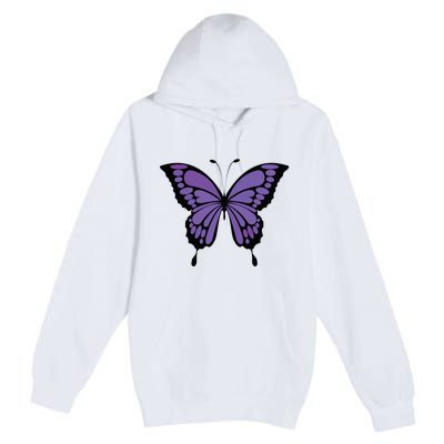 Vibrant Purple Butterfly Premium Pullover Hoodie