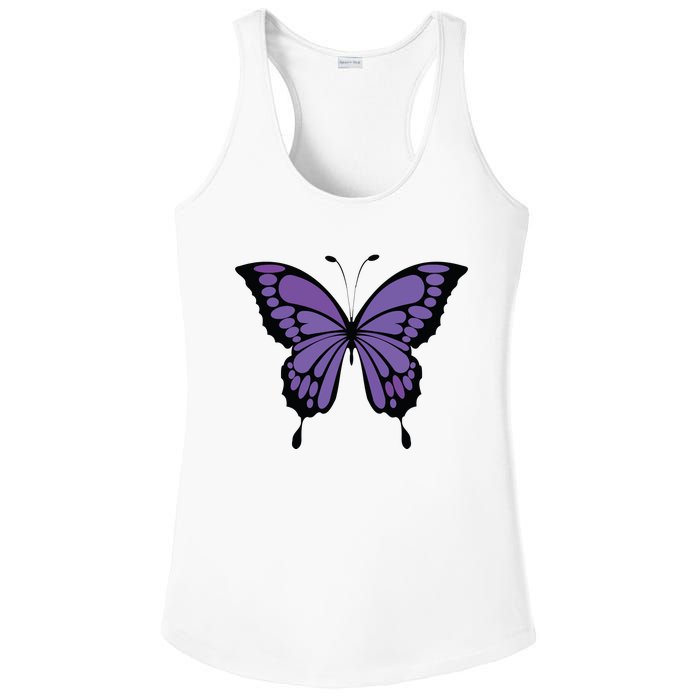 Vibrant Purple Butterfly Ladies PosiCharge Competitor Racerback Tank