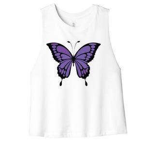 Vibrant Purple Butterfly Women's Racerback Cropped Tank