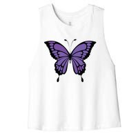 Vibrant Purple Butterfly Women's Racerback Cropped Tank