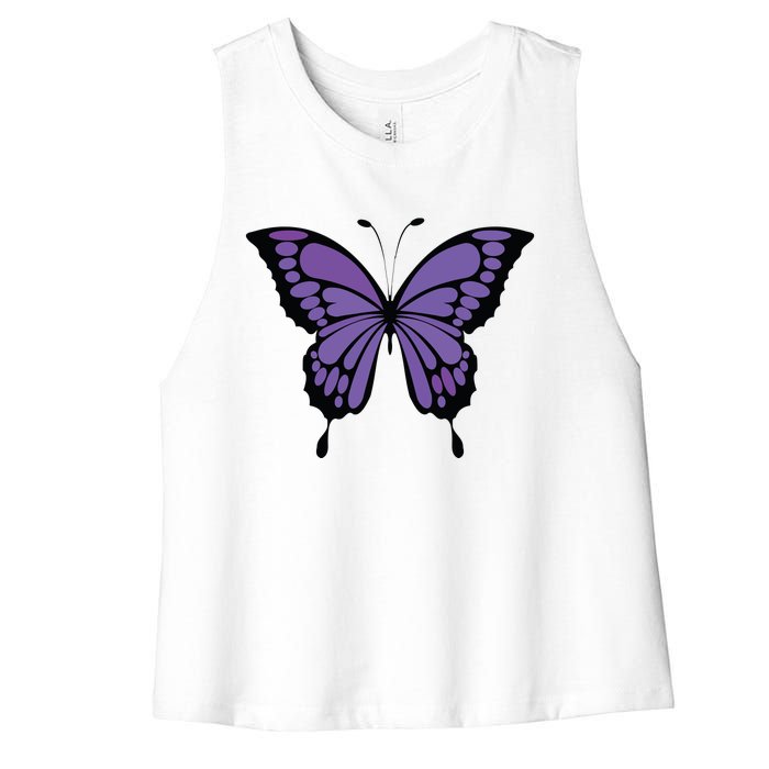 Vibrant Purple Butterfly Women's Racerback Cropped Tank