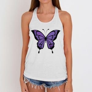 Vibrant Purple Butterfly Women's Knotted Racerback Tank